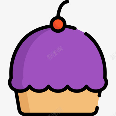 纸杯蛋糕万圣节43线性颜色图标图标