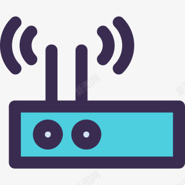 路由器家庭元素5线性蓝色图标图标