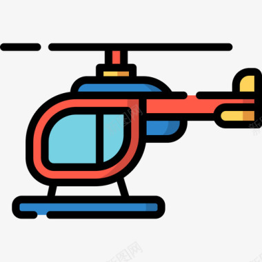 直升直升机运输39线性颜色图标图标