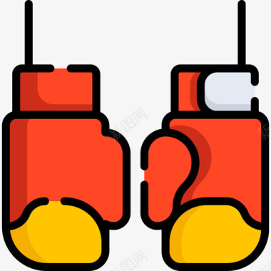 矢量拳击手套拳击手套健身37线性颜色图标图标