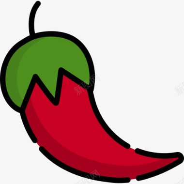 辣椒食物和饮料10线颜色图标图标