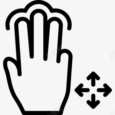 三个手指自由拖动触摸触摸手势轮廓v2图标图标