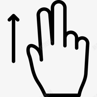 两个手指向上滑动触摸手势轮廓v2图标图标