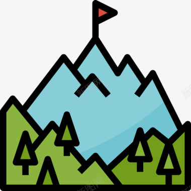山的轮廓山旅行94线性颜色图标图标