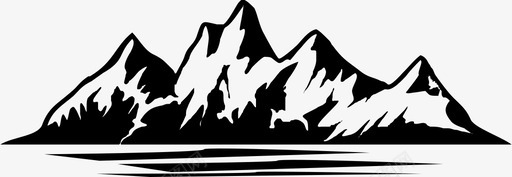山水墨画山冰山岩石图标图标