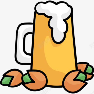 开心果啤酒节11彩色图标图标