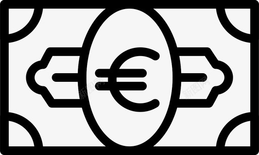 彩带卷欧元票据商业金融图标图标