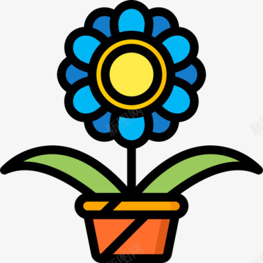 花卉园艺17线性颜色图标图标