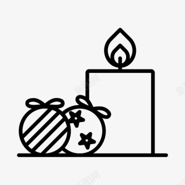 圣诞饰品和蜡烛圣诞树装饰品图标图标