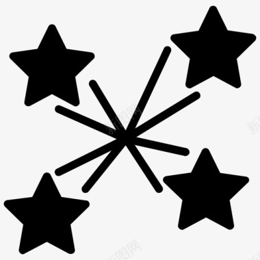 新年快乐打鼓闪亮的星星五彩纸屑装饰图标图标