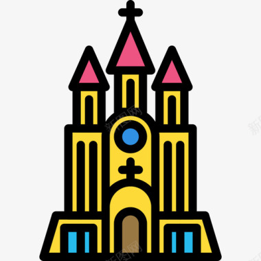 旅游大教堂旅游81线性颜色图标图标