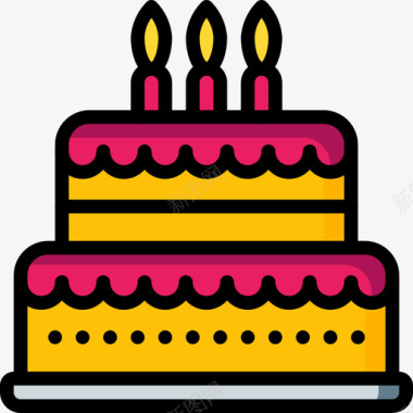 派对蛋糕生日蛋糕食品和饮料19线性颜色图标图标