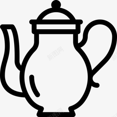 茶壶复古7线性图标图标