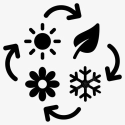 四个纸飞机季节周期收获图标高清图片