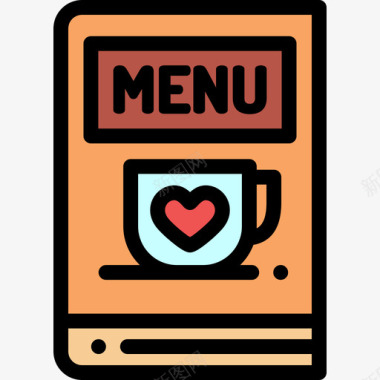 餐车菜单菜单咖啡店39线性颜色图标图标