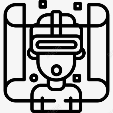 未来虚拟现实未来技术8线性图标图标