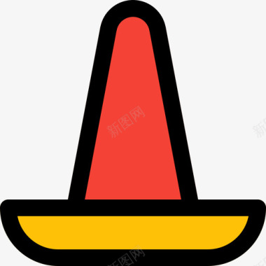 墨西哥人的帽子衣服和装饰品线颜色图标图标
