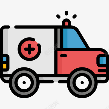 救护车城市元素20线性颜色图标图标