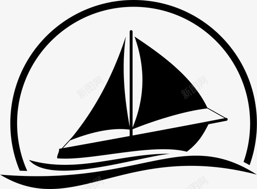 海水产品船帆海图标图标