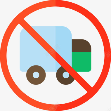 WiFi信号禁止卡车信号灯和禁令3平坦图标图标