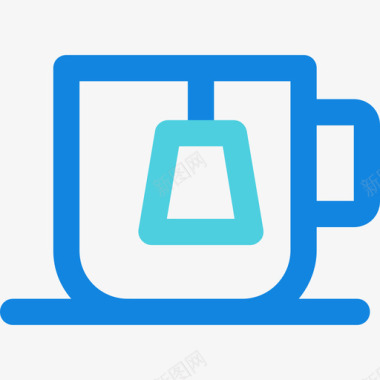 茶杯家居元素4线蓝色图标图标