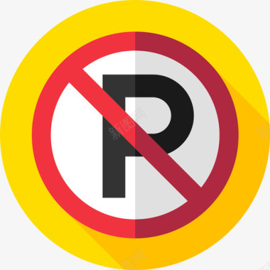 禁止使禁止停车交通标志7平坦图标图标