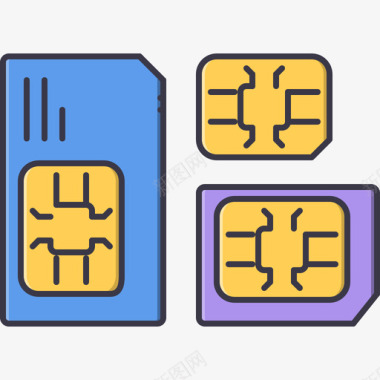 彩色社区图标Sim卡电脑3彩色图标图标