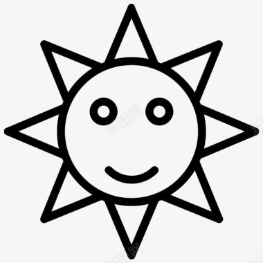 阳光卡通太阳泰国线图标图标