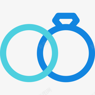 结婚戒指浪漫23直线蓝色图标图标