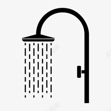 带自来水的淋浴头冲洗图标图标