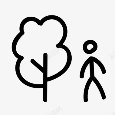 人与树森林手绘图标图标