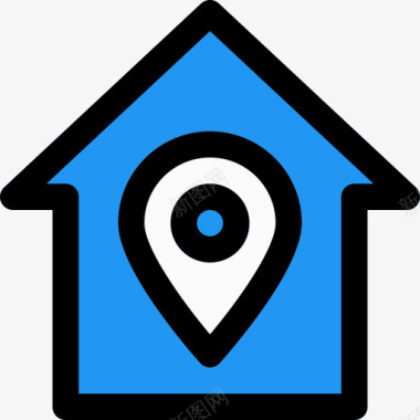 房子地图和位置线条颜色图标图标