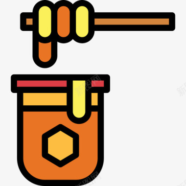 蜂蜜甜食和糖果5线性颜色图标图标