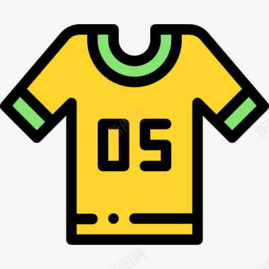 足球运动衫巴西嘉年华8线性颜色图标图标