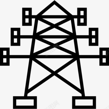 电塔在村庄5直线图标图标