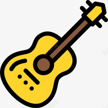 吉他巴西狂欢节8线性颜色图标图标