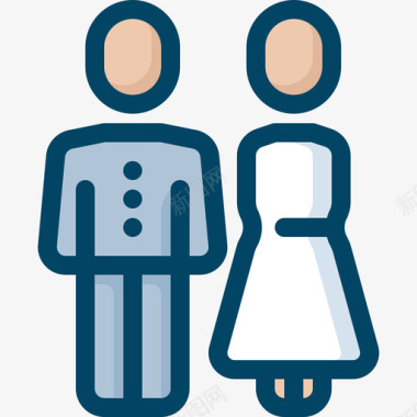 夫妇新婚夫妇爱情和婚礼2线性颜色图标图标