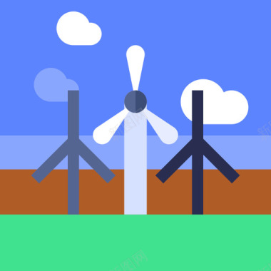 风车风车景观3平坦图标图标