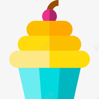 派对蛋糕纸杯蛋糕39岁生日扁平图标图标
