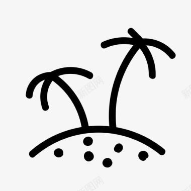 岛屿手绘棕榈树图标图标