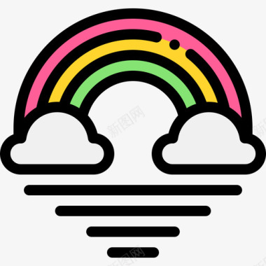 彩虹巴西狂欢节8线性颜色图标图标