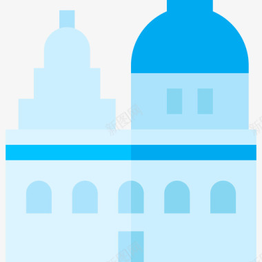 蓝色穹顶教堂纪念碑15座平坦图标图标