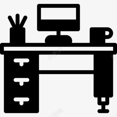 经典大办公桌办公桌家具家用3实心图标图标