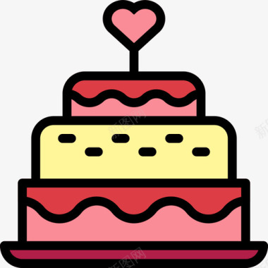 结婚蛋糕甜点和糖果5线性颜色图标图标