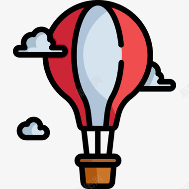 小气球热气球航空10线颜色图标图标