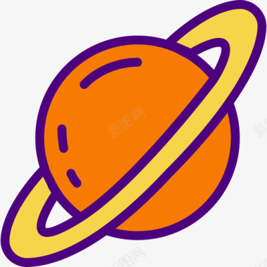 太空土星64号太空直线颜色图标图标