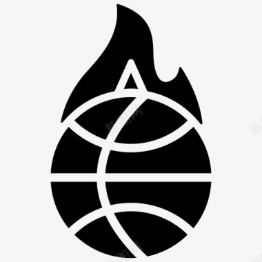 手绘篮球徽章燃烧的篮球篮球火篮球标志图标图标