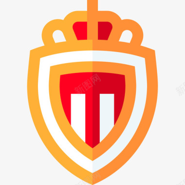 盾牌摩纳哥足球盾牌平坦图标图标