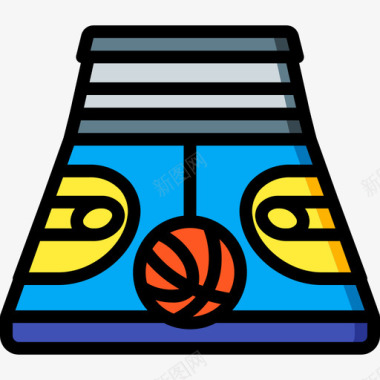 体育篮球场体育场馆线条色彩图标图标