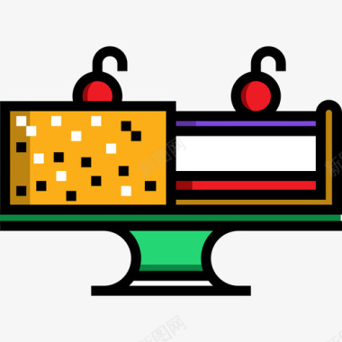 西式蛋糕蛋糕野餐25线性颜色图标图标